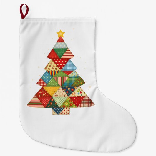 Grande Chaussette De Noël Quilt Christmas Tree Festive Quilt Lovers  (Devant)