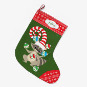 Grande Chaussette De Noël Raccoon de jonglage mignon (Devant (Accrochage))
