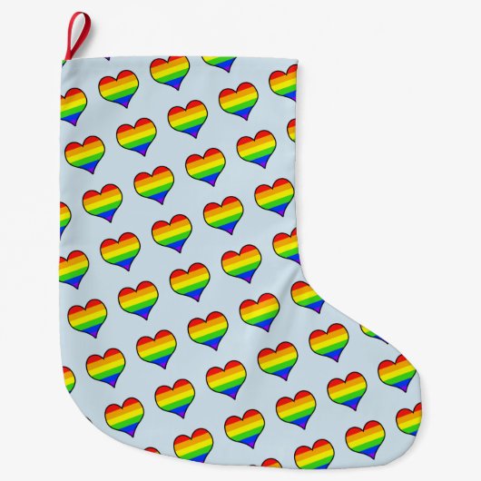 Grande Chaussette De Noël Rainbow Heart Motif (Devant)