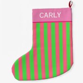 Grande Chaussette De Noël Rayé rose et vert (Dos)