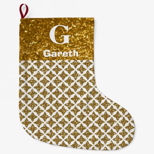 Grande Chaussette De Noël Razzle Dazzle Noël Glittery Gold Stars (Devant)