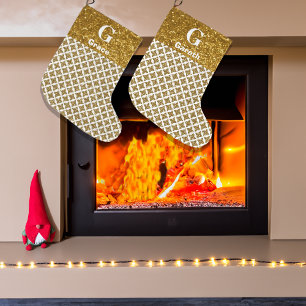 Grande Chaussette De Noël Razzle Dazzle Noël Glittery Gold Stars