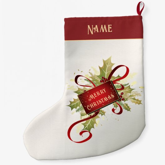 Grande Chaussette De Noël Réception de Noël rouge moderne (Dos)