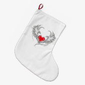 Grande Chaussette De Noël Red Angel Coeur avec ailes (Devant (Accrochage))