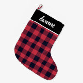 Grande Chaussette De Noël Red Buffalo Plaid Baby's First Christmas (Devant (Accrochage))