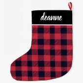 Grande Chaussette De Noël Red Buffalo Plaid Baby's First Christmas (Dos)