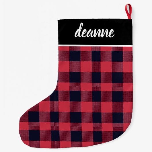 Grande Chaussette De Noël Red Buffalo Plaid Baby's First Christmas (Dos)