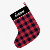 Grande Chaussette De Noël Red Buffalo Plaid Baby's First Christmas (Dos (Accrochage))