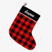 Grande Chaussette De Noël Red Buffalo Plaid Baby's First Christmas (Devant (Accrochage))