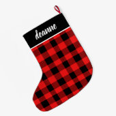 Grande Chaussette De Noël Red Buffalo Plaid Baby's First Christmas (Dos (Accrochage))
