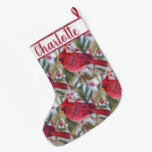 Grande Chaussette De Noël Red Cardinal Bird (Dos (Accrochage))