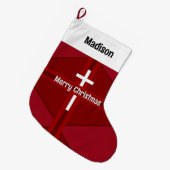 Grande Chaussette De Noël Red Christian Custom Name Christmas Stocking (Devant (Accrochage))