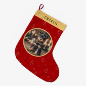Grande Chaussette De Noël Red Christmas Dog Name Holiday Keepsake (Devant (Accrochage))