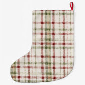 Grande Chaussette De Noël Red Cream Green Stripes Christmas (Dos)