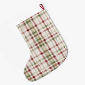 Grande Chaussette De Noël Red Cream Green Stripes Christmas (Dos (Accrochage))