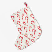 Grande Chaussette De Noël Red Cream White Candy Canes Christmas   (Dos (Accrochage))