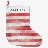 Grande Chaussette De Noël Red Cream White Candy Stripes Christmas (Devant)