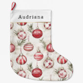 Grande Chaussette De Noël Red Cream White Christmas Ornaments (Devant)