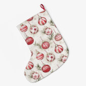 Grande Chaussette De Noël Red Cream White Christmas Ornaments (Dos (Accrochage))