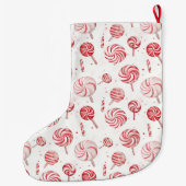 Grande Chaussette De Noël Red Cream White Peppermint Candy Christmas   (Dos)