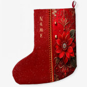 Grande Chaussette De Noël Red Flower Holiday Stocking (Dos)