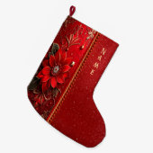 Grande Chaussette De Noël Red Flower Holiday Stocking (Devant (Accrochage))