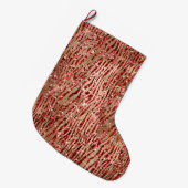 Grande Chaussette De Noël Red Glitz Gold Glam Zebra Print (Devant (Accrochage))