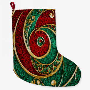 Grande Chaussette De Noël Red Gold Green Noël Stocker