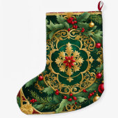 Grande Chaussette De Noël Red Green Gold Noël Stocker (Dos)