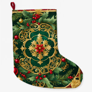 Grande Chaussette De Noël Red Green Gold Noël Stocker