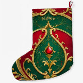Grande Chaussette De Noël Red Green Gold Noël Stocker (Dos)