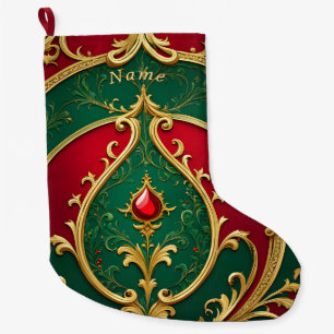 Grande Chaussette De Noël Red Green Gold Noël Stocker