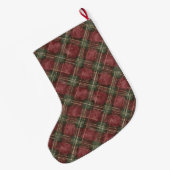 Grande Chaussette De Noël Red Green Plaid Stripes Christmas (Dos (Accrochage))