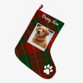 Grande Chaussette De Noël Red & Green Tartan Plaid Personalized Pet (Devant (Accrochage))