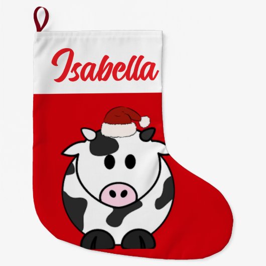 Grande Chaussette De Noël Red Joyeux Noël OX animal de vache Noël chapeau No (Devant)