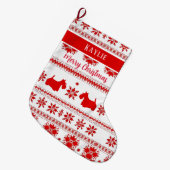 Grande Chaussette De Noël Red Nordic Scottish Terrier Dog Christmas (Devant (Accrochage))