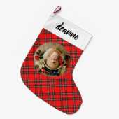 Grande Chaussette De Noël Red Plaid Elegant Baby's First Christmas Photo (Devant (Accrochage))