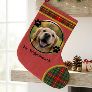 Grande Chaussette De Noël Red Plaid Tartan Dog Lover Holiday Gift