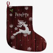 Grande Chaussette De Noël Red Rustic Christmas Reindeer Stocking (Devant)