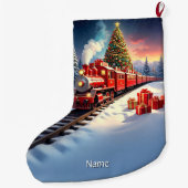 Grande Chaussette De Noël Red Train Christmas Tree Holiday Stocking (Dos)