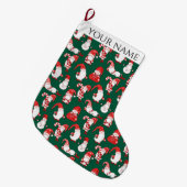 Grande Chaussette De Noël Red & White All-Over Christmas Gnome Pattern (Devant (Accrochage))