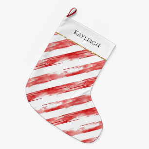 Grande Chaussette De Noël Red White Stripes Noël Gold Parties scintillant