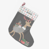 Grande Chaussette De Noël Reindeer présente la frontière Motif diamantaire (Devant (Accrochage))