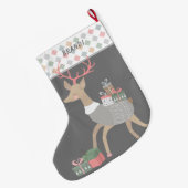 Grande Chaussette De Noël Reindeer présente la frontière Motif diamantaire (Dos (Accrochage))