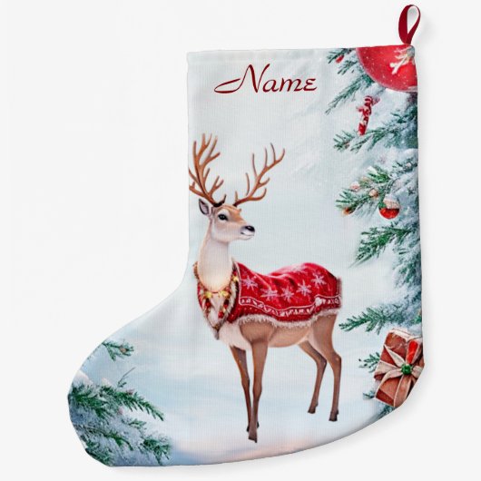 Grande Chaussette De Noël Reindeer Stocking Holiday (Dos)