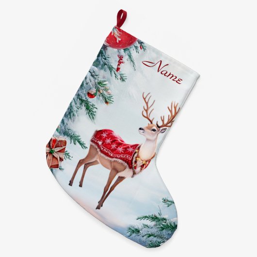 Grande Chaussette De Noël Reindeer Stocking Holiday (Devant (Accrochage))