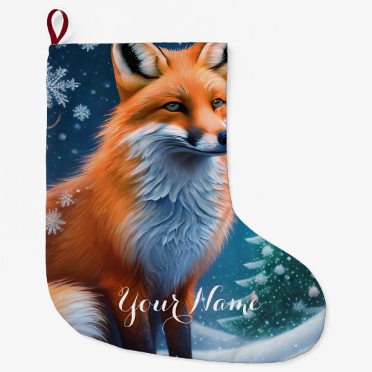 Grande Chaussette De Noël Renard hivernal (Devant)