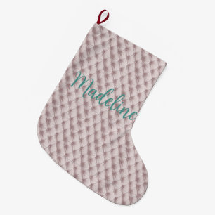 Grande Chaussette De Noël Rensement de Noël rose Faux avec nom