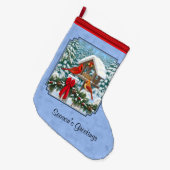 Grande Chaussette De Noël Repas de Noël des cardinaux bleu (Devant (Accrochage))