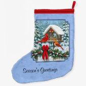 Grande Chaussette De Noël Repas de Noël des cardinaux bleu (Dos)